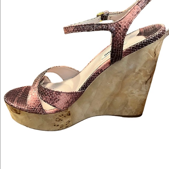Miu Miu   Peach Snake & Cork Platform Sandals - 39.5 - Picture 3 of 9